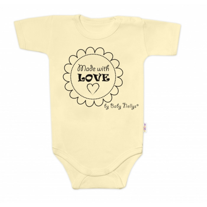 Body krátky rukáv Baby Nellys, Made with love, žltá, veľ. 62 Body krátky rukáv Baby Nellys, Made with love, žltá, veľ. 62