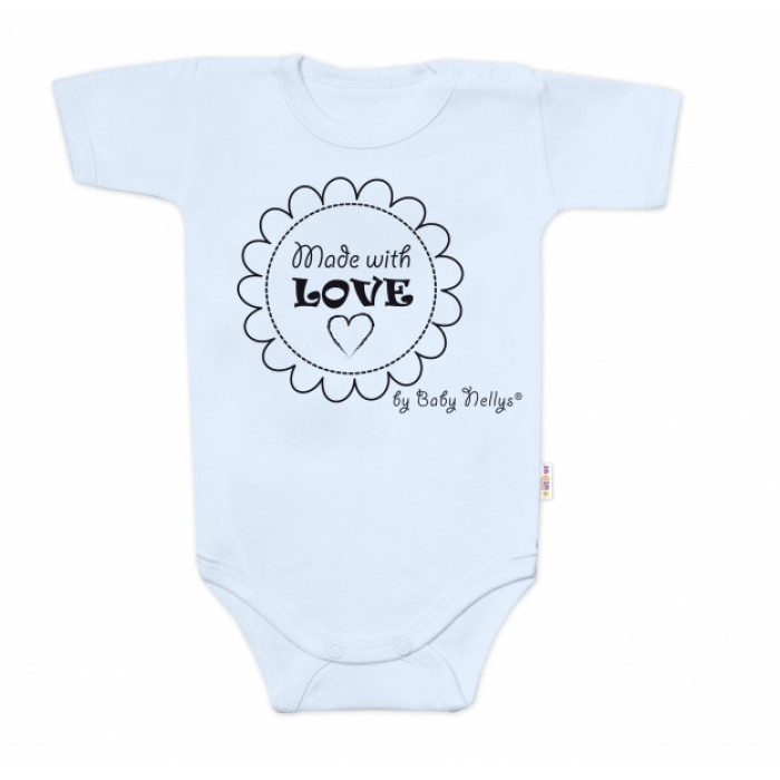Body krátky rukáv Baby Nellys, Made with love, svetlo modré, veľ. 74 Body krátky rukáv Baby Nellys, Made with love, svetlo modré, veľ. 74