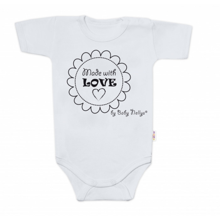 Body krátky rukáv Baby Nellys, Made with love, sivé, veľ. 62 Body krátky rukáv Baby Nellys, Made with love, sivé, veľ. 62