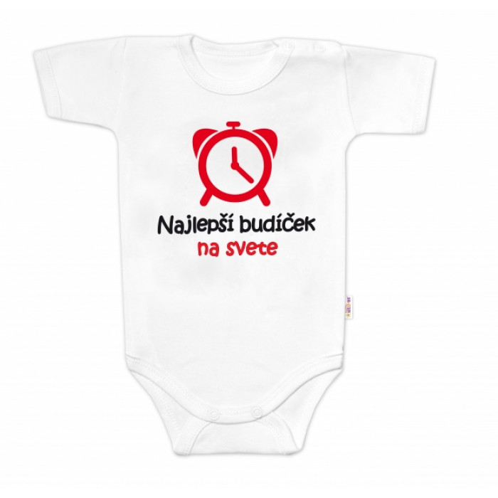 Body krátky rukáv Najlepší budíček na svete, Baby Nellys, biele, veľ. 68 Body krátky rukáv Najlepší budíček na svete, Baby Nellys, biele, veľ. 68