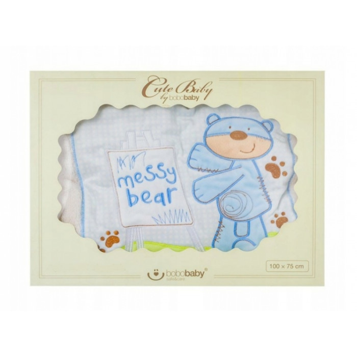 Detská deka dvojvrstvová Bear, BoboBaby, krémová/modrá Detská deka dvojvrstvová Bear, BoboBaby, krémová/modrá