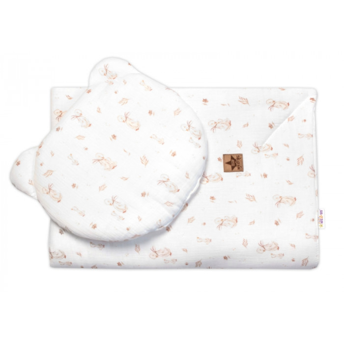 Mušelínová sada GOOSE Teddy 30x35cm, 70x100cm, 2D, Baby Nellys, biela Mušelínová sada GOOSE Teddy 30x35cm, 70x100cm, 2D, Baby Nellys, biela