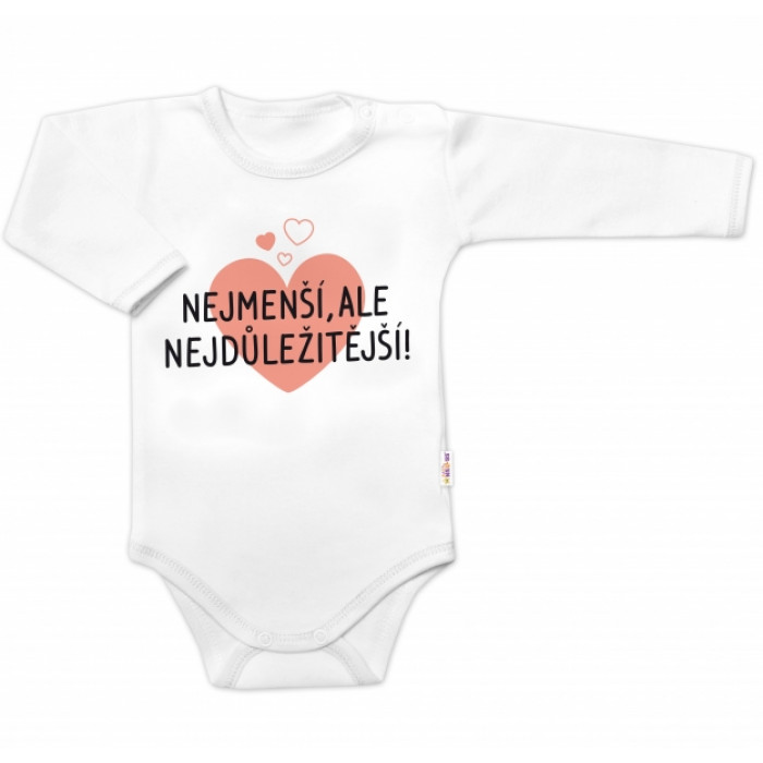 Body dlhý rukáv, Nejmenší, ale nejdůležitější, Baby Nellys, biele, veľ. 80 Body dlhý rukáv, Nejmenší, ale nejdůležitější, Baby Nellys, biele, veľ. 80