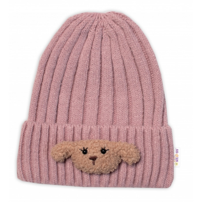 Detská zimná čiapka Bear, Baby Nellys - púdrovo ružová, veľ. 48-54 cm Detská zimná čiapka Bear, Baby Nellys - púdrovo ružová, veľ. 48-54 cm