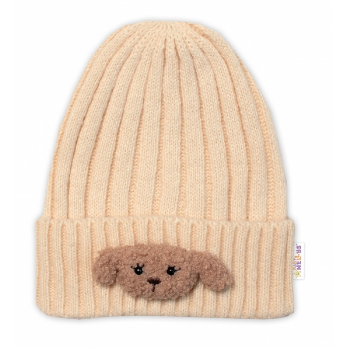 Detská zimná čiapka Bear, Baby Nellys - ecru, veľ. 48-54 cm Detská zimná čiapka Bear, Baby Nellys - ecru, veľ. 48-54 cm
