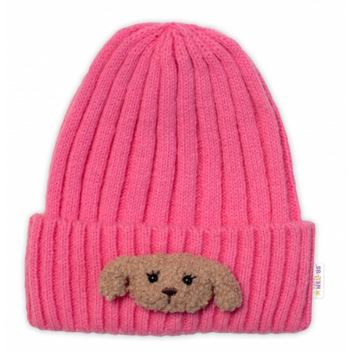 Detská zimná čiapka Bear, Baby Nellys - ružová, veľ. 48-54 cm Detská zimná čiapka Bear, Baby Nellys - ružová, veľ. 48-54 cm