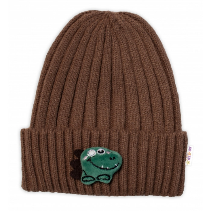 Detská zimná čiapka Dino, Baby Nellys - hnedá, veľ. 48-54 cm Detská zimná čiapka Dino, Baby Nellys - hnedá, veľ. 48-54 cm