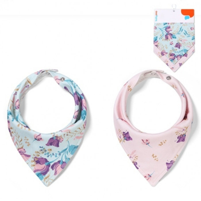 Detský podbradník/šatka 2D sada BabyOno Floral, lila/mätová Detský podbradník/šatka 2D sada BabyOno Floral, lila/mätová