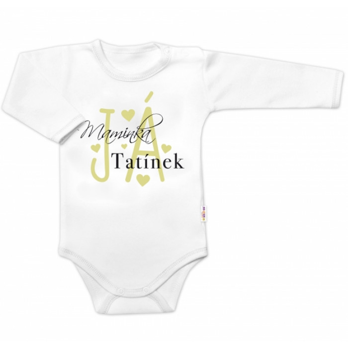 Body dlhý rukáv, Maminka, Tatínek JÁ, Baby Nellys, biele Body dlhý rukáv, Maminka, Tatínek JÁ, Baby Nellys, biele