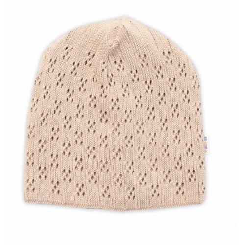 Ažúrková čiapka, dvojvrstvová, bavlna, Baby Nellys - cappuccino, veľ. 44-48 cm