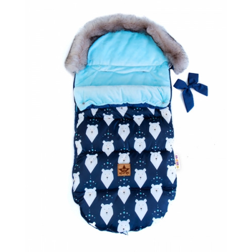 Detský fusak maxi PREMIUM Winter bear, granátový, 110x50cm + rukávník zadarmo