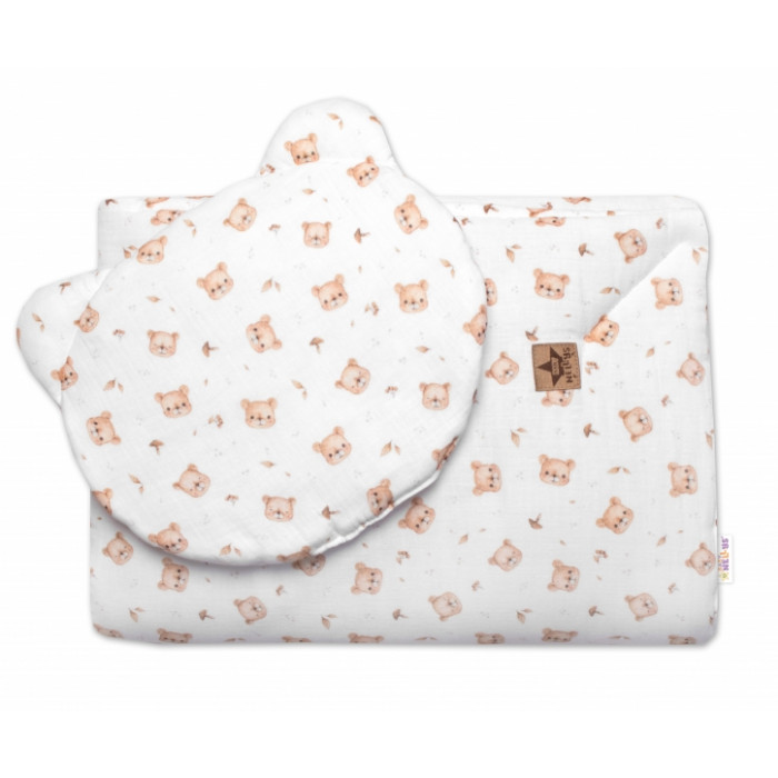 Mušelinová súprava Teddy Bear 30x35cm, 70x100cm, 2D, Baby Nellys, biela Mušelinová súprava Teddy Bear 30x35cm, 70x100cm, 2D, Baby Nellys, biela