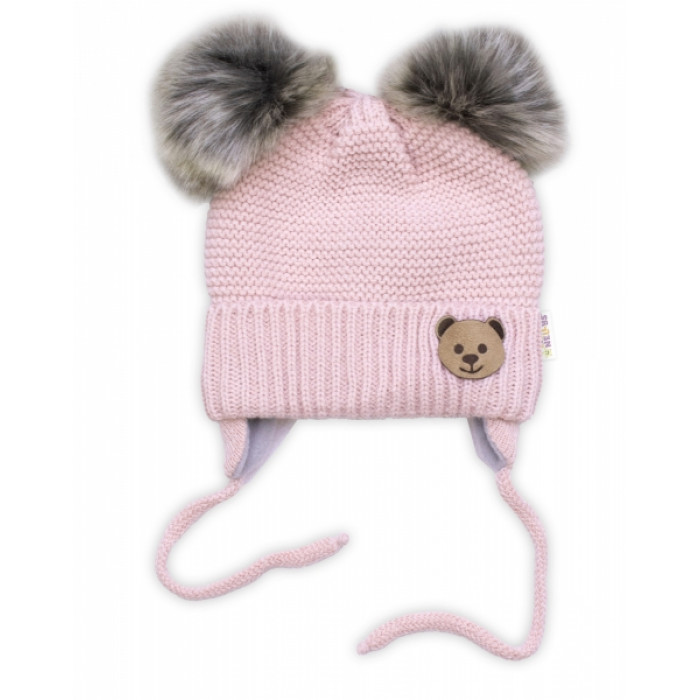 Zimná čiapka s fleecom Teddy Bear - chlupáčk. bambuľky - pudrovo ružová Zimná čiapka s fleecom Teddy Bear - chlupáčk. bambuľky - pudrovo ružová