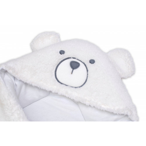 Baránková zavinovačka s kapucňou bavlna / baránok, Teddy Bear - biela/smotana