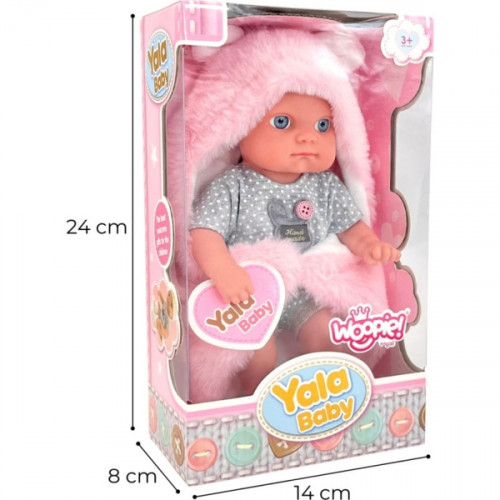 Bábika Baby Doll 23 cm so zavinovacou dekou, šedá/ružová