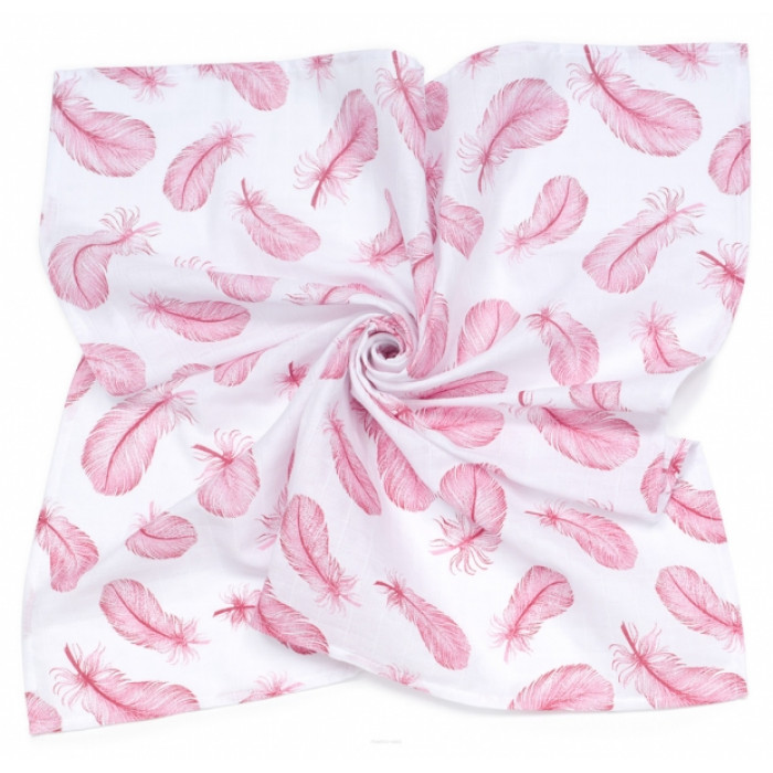Mušelínová zavinovacia deka/plienka + mini plienka Pierka, ružová/biela Mušelínová zavinovacia deka/plienka + mini plienka Pierka, ružová/biela