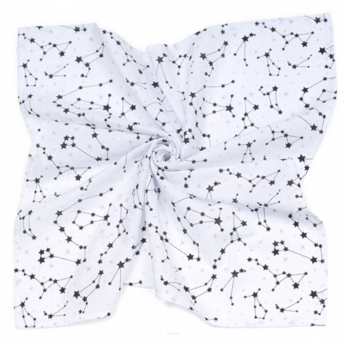 Mušelínová zavinovacia deka/plienka + mini plienka Galaxia, sivá/biela Mušelínová zavinovacia deka/plienka + mini plienka Galaxia, sivá/biela