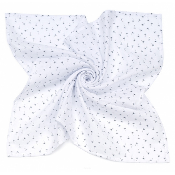 Mušelínová zavinovacia deka/plienka + mini plienka Mini púpavy, šedá/biela Mušelínová zavinovacia deka/plienka + mini plienka Mini púpavy, šedá/biela