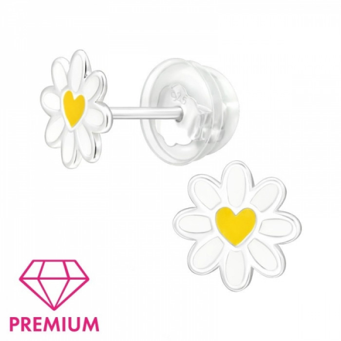 Detské strieborné náušničky Sedmokráska, premium, puzetové, silikón Detské strieborné náušničky Sedmokráska, premium, puzetové, silikón