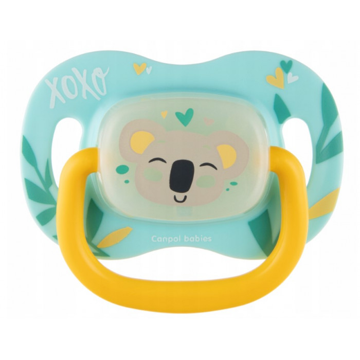 Symetrický silikónový cumlík Canpol Babies, svietiaci, 6-18 m, Exotic - Koala, mätový