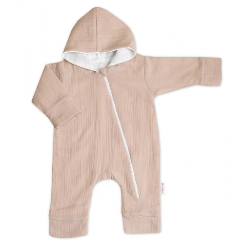 Mušelinový overal s kapucňou, dvojvrstvový, Hand Made, béžový