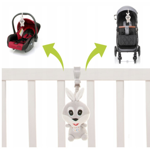 Závesná plyšová hračka s pískatkom, Rabbit, sivá