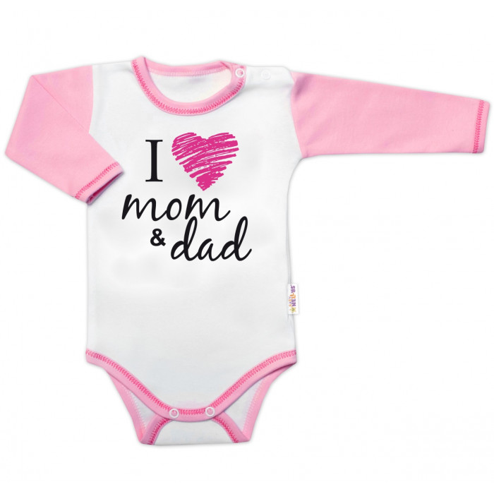 Body dlhý rukáv Baby Nellys, I love mom & dad, holka, veľ. 74