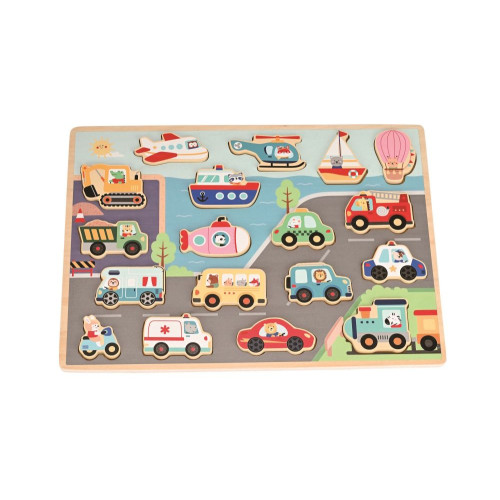 Dřevěné 3D puzzle Doprava, velké – Lelin