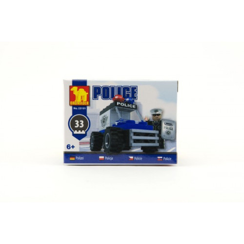 Teddies Stavebnica Dromader Polícia Auto 23101 33ks v krabici 9,5x7x4,5cm