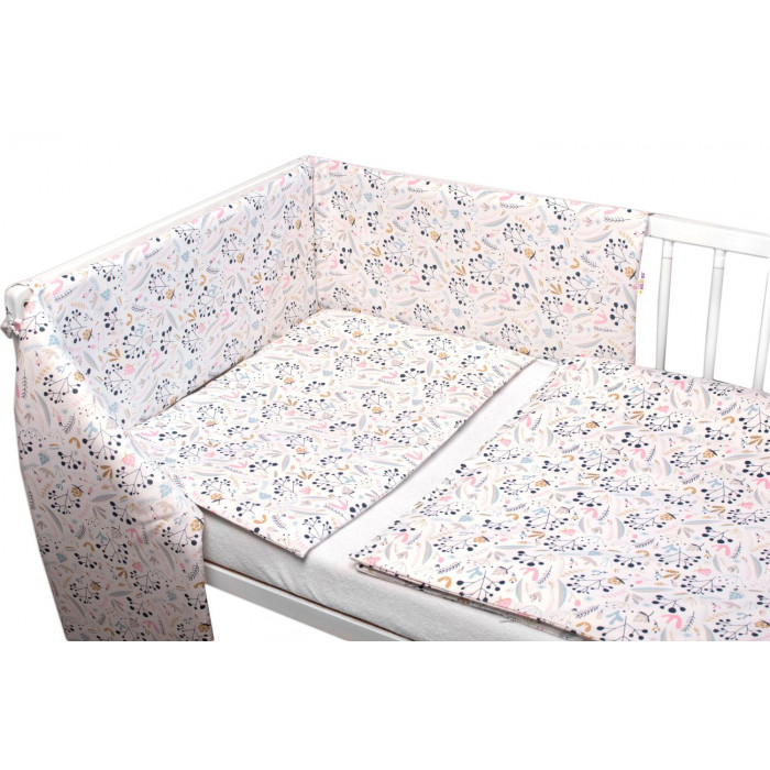 3-dielna sada - mantinel s obliečkami Jarabina - biela, 120x90 cm