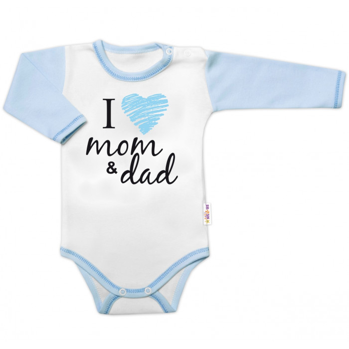 Body dlhý rukáv Baby Nellys, I love mom & dad, kluk, veľ. 68