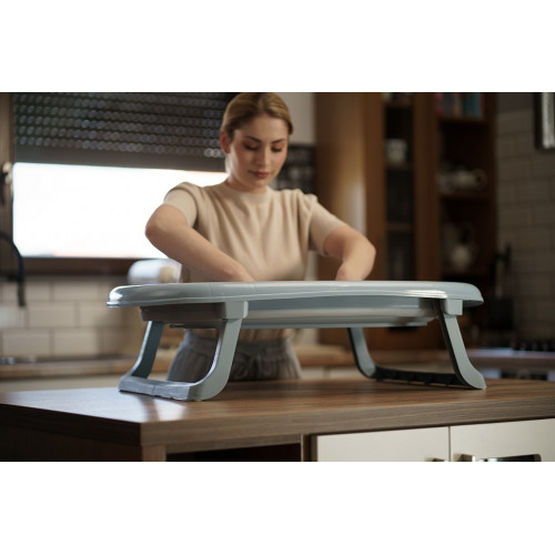 Detská skladacia vanička s teplomerom a výpustom – vanička pre bábätko - sv. modrá