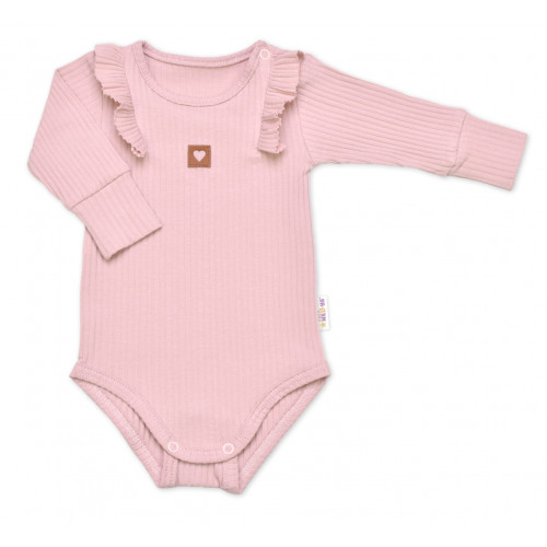 Rebrovaná rastúca súprava 3D, Baby Girl - pudrovo rúžová, veľ.68/74
