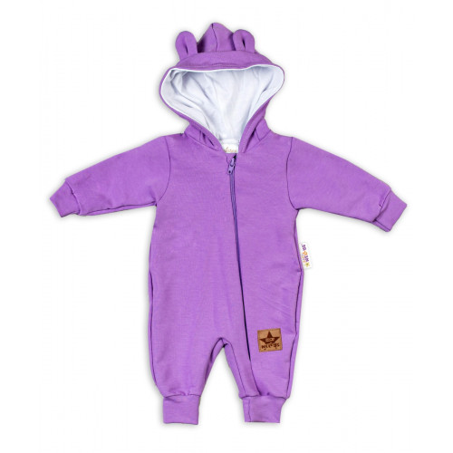 Baby Nellys ® Teplákový overal s kapucňou - fialový