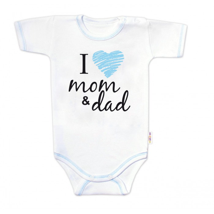 Body krátky rukáv Baby Nellys, I love mom & dad, kluk, veľ. 74