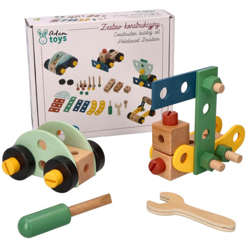 Drevená konštrukčná sada pre deti, 40 dielov Adam Toys