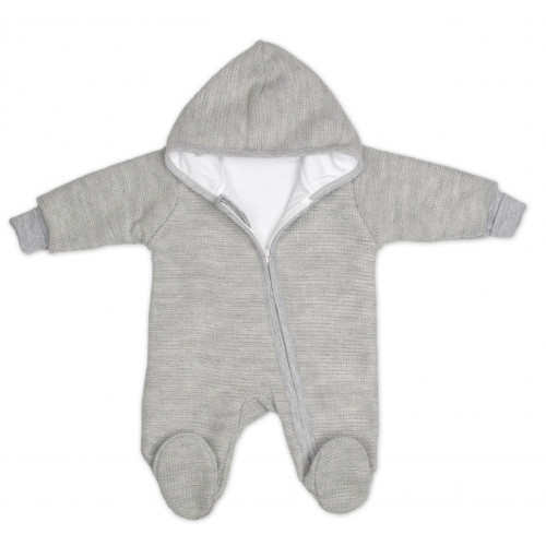 Pletený overal s kapucňou, CUTE - sivá