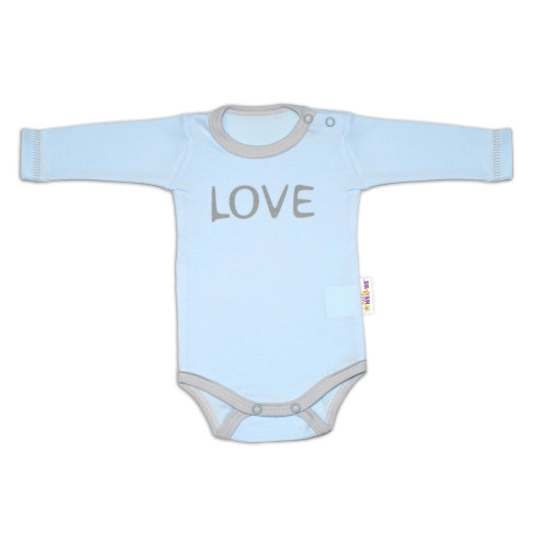 Baby Nellys Body dlhý rukáv Love - modrý, vel. 56