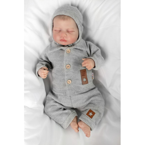 Pletený svetrík s gombíkmi Boy, Baby Nellys, sivý, veľ. 62