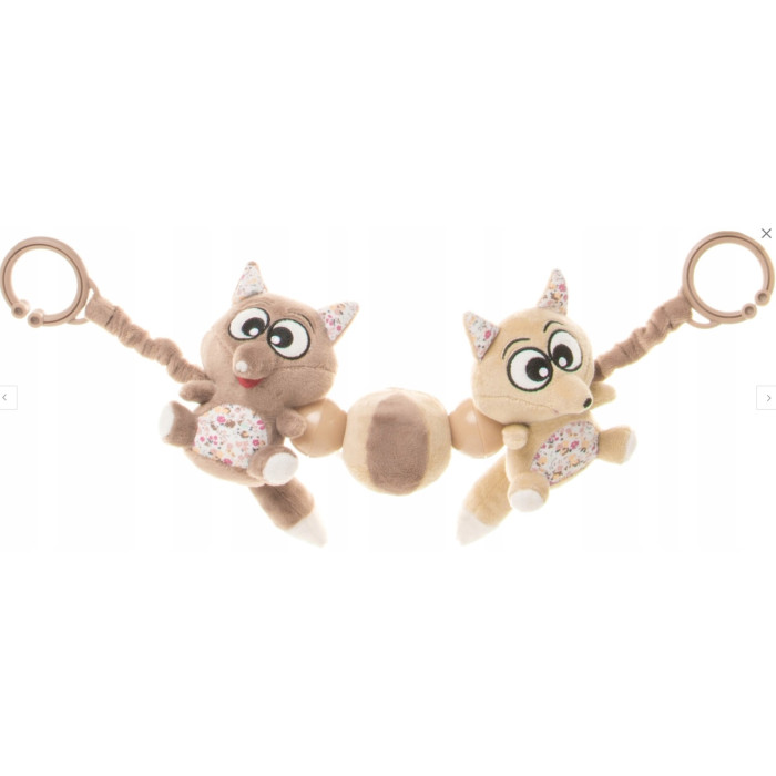 4Baby Plyšová hrkálka, zábrana na kočík Fox, béžovo/hnedé