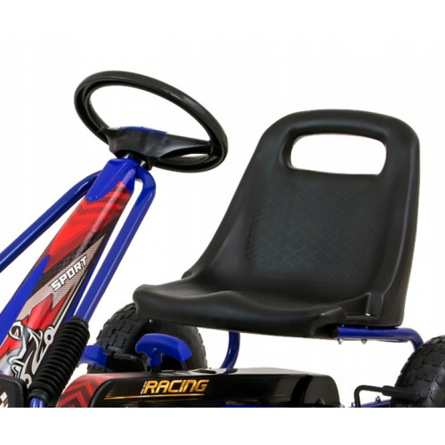 Dětská šlapací motokára THOR – nafukovací kola, brzda, 3–8 let, černá, modrá