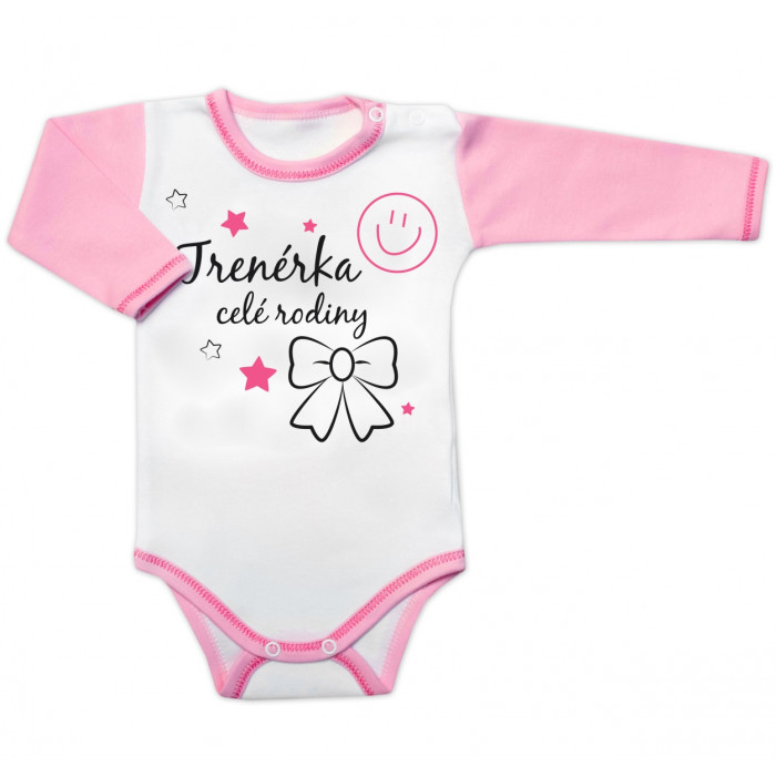 Body dlhý rukáv s vtipným textom Baby Nellys, Trenérka celé rodiny