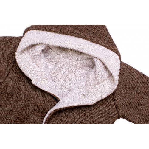 Rastúci obojstranný svetrík s kapucňou Hand Made, hnedá-béžová, veľ. 68/74