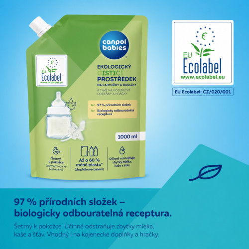 Tekutý čistič na dojčenské fľaše a cumlíky 1000 ml – hypoalergénny, bez parfumácie