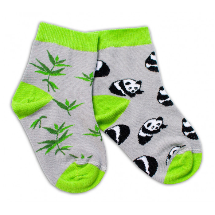 Baby Nellys Bavlnené veselé ponožky  Panda - sivé, veľ. 122/128