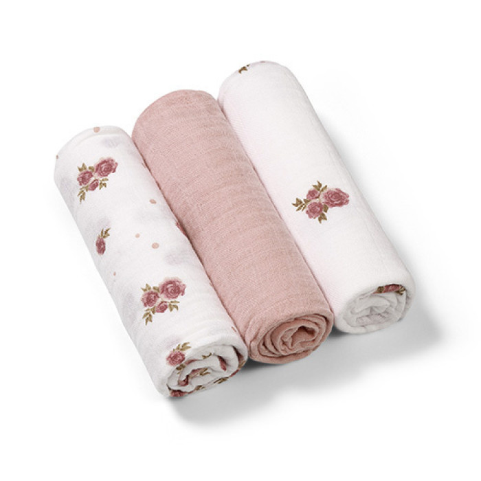 Mušelínové plienky BabyOno, Super Soft ružové, 100% bavlna, 3 ks x 70x70 cm, Flowers