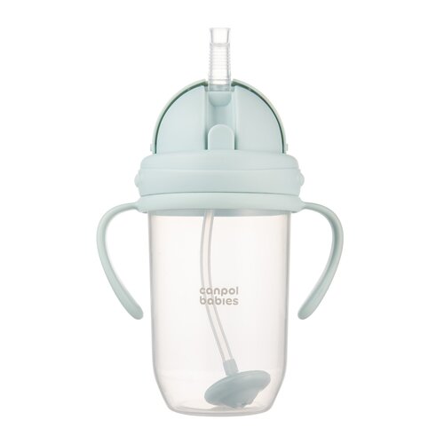 Nevylievací hrnček Canpol babies 270 ml so slamkou so závažím,mint, 6m+