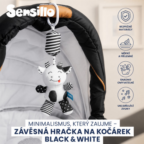 Závesná hračka do kočíka BLACK&WHITE - kravička