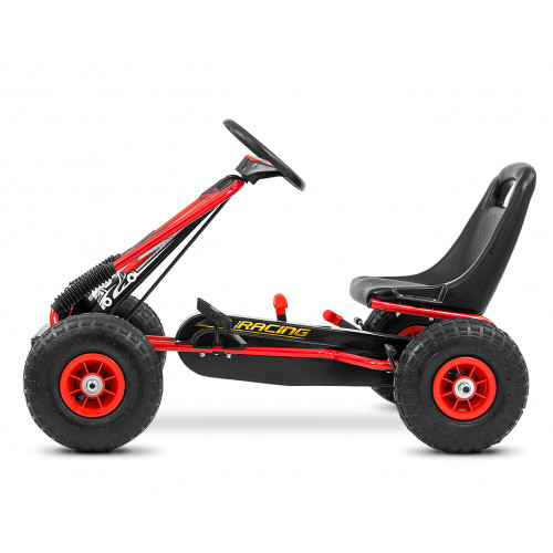Dětská šlapací motokára THOR – nafukovací kola, brzda, 3–8 let, červená, černá