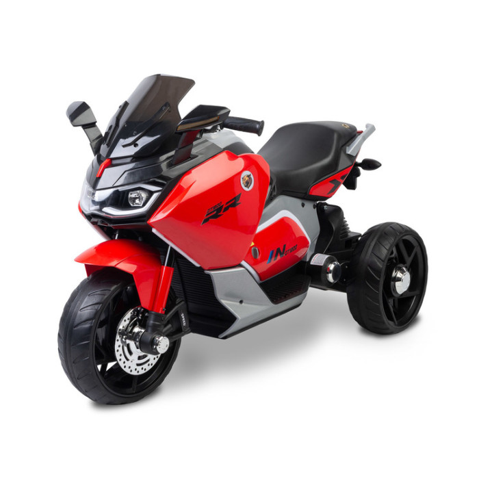 Elektrická trojkolka pre deti TOYZ – 2 motory, LED, USB, červená
